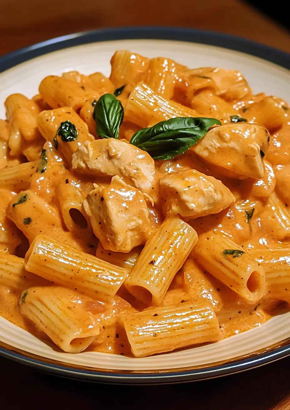 One-Pot Creamy Tomato Basil Honey Garlic Chicken Rigatoni