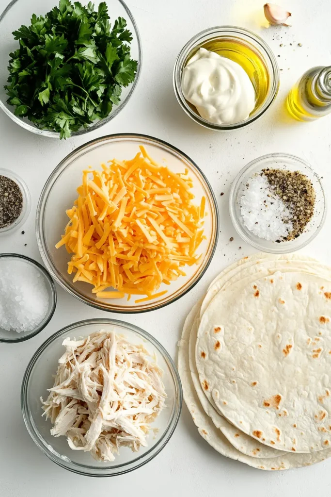 Cheesy Garlic Chicken Wraps. ingredients