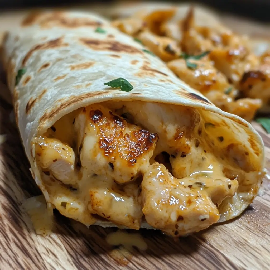 Cheesy garlic chicken wraps
