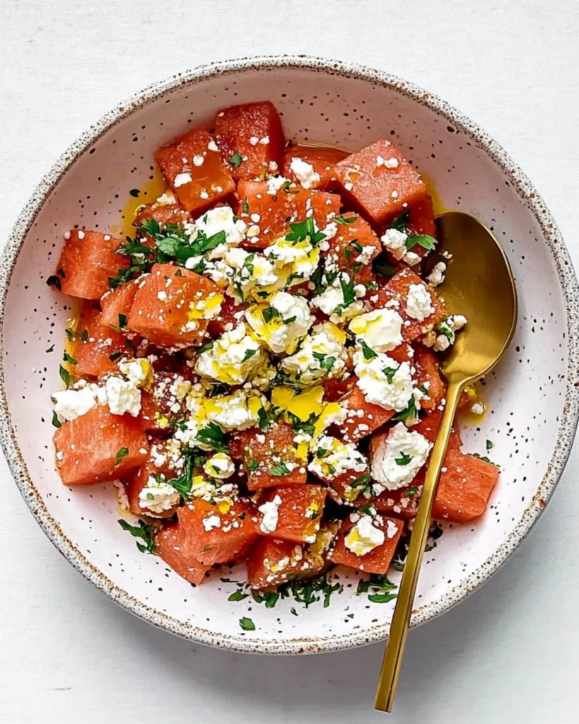 Easy Summer Salad Ideas You’ll Want All Season Long 1 Watermelon feta mint salad ingredients prepared