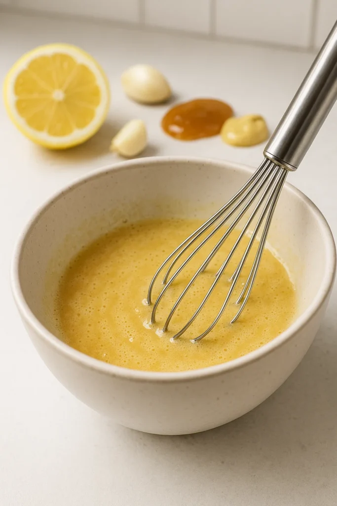 Lemon Vinaigrette Salad Dressing That Tastes Like Sunshine in a Jar 9 Mixing the lemon base before adding oil