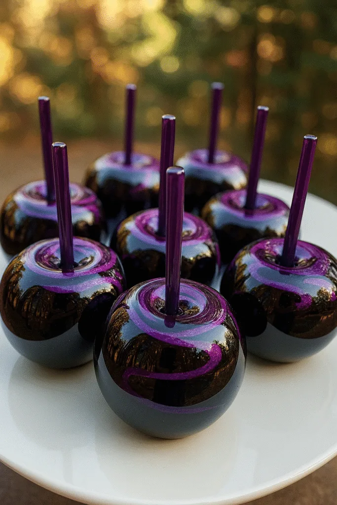 Black Poison Swirl Candy Apples Recipe (2025) – Spooky & Stunning Halloween Treats 1 1 7
