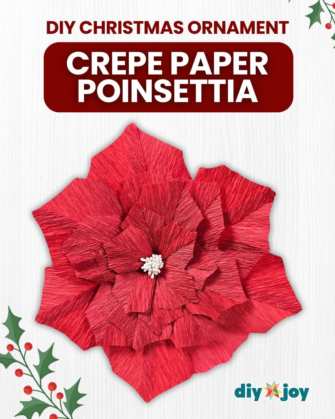 Easy DIY Christmas Ornament Crepe Paper Poinsettia