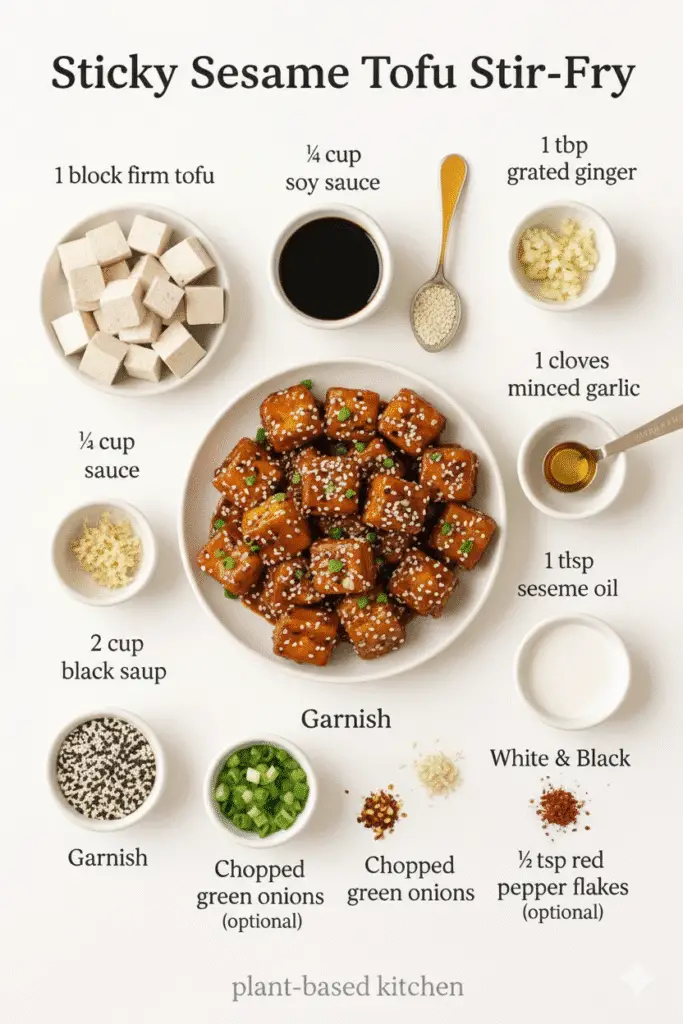 Sticky Sesame Tofu Stir-Fry