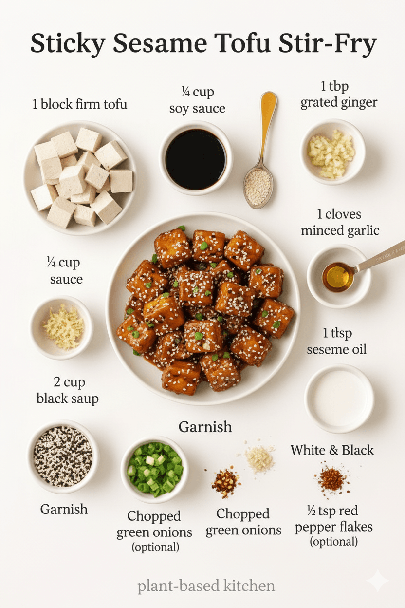 Sticky Sesame Tofu Stir-Fry